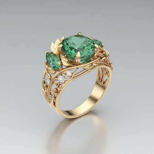 Smaragd- och safirring