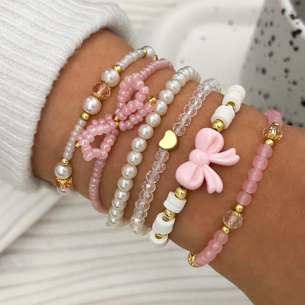Pärla Kärlek Rosett Armband Set 